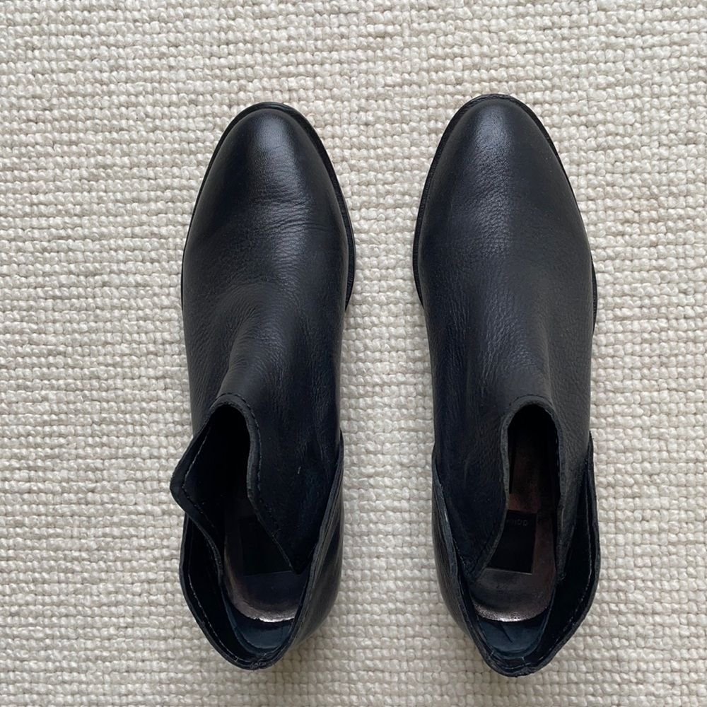Dolce Vita Black Leather Low Ankle Boots Size 8.5